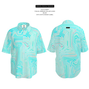 Organic Short Sleeve Linen Shirt in colourway Cyan Sky