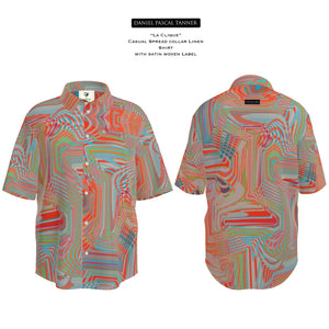 Organic Short Sleeve Linen Shirt in colourway Sunset Psychedelia