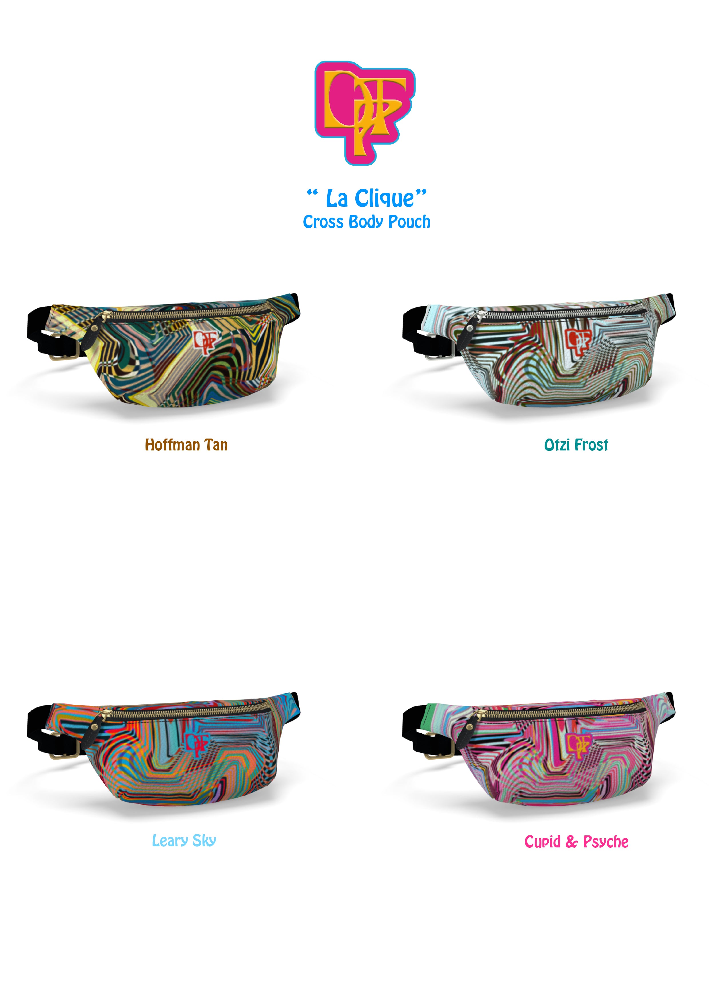 “La Clique" Leather cross body Pouch In Cupid & Psyche