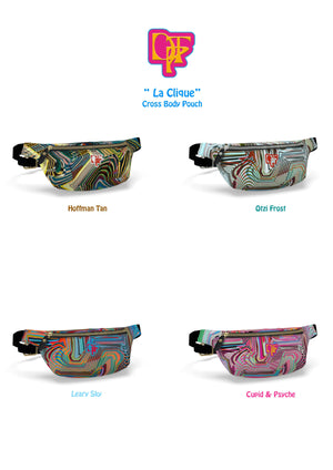 “La Clique" Leather cross body Pouch In Leary Sky