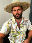 Organic Short Sleeve Linen Shirt in colourway Swirling Sage