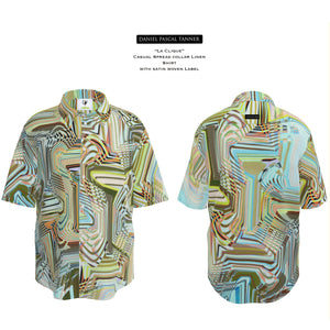 Organic Short Sleeve Linen Shirt in colourway Swirling Sage