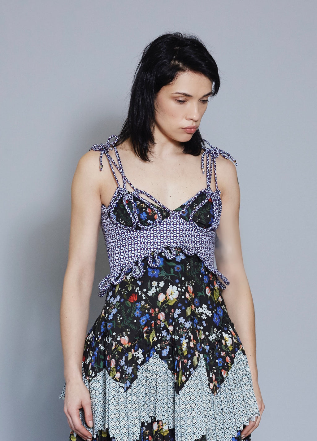 Knotted Bustier In Liberty London Tempo Tana Lawn Fabric.