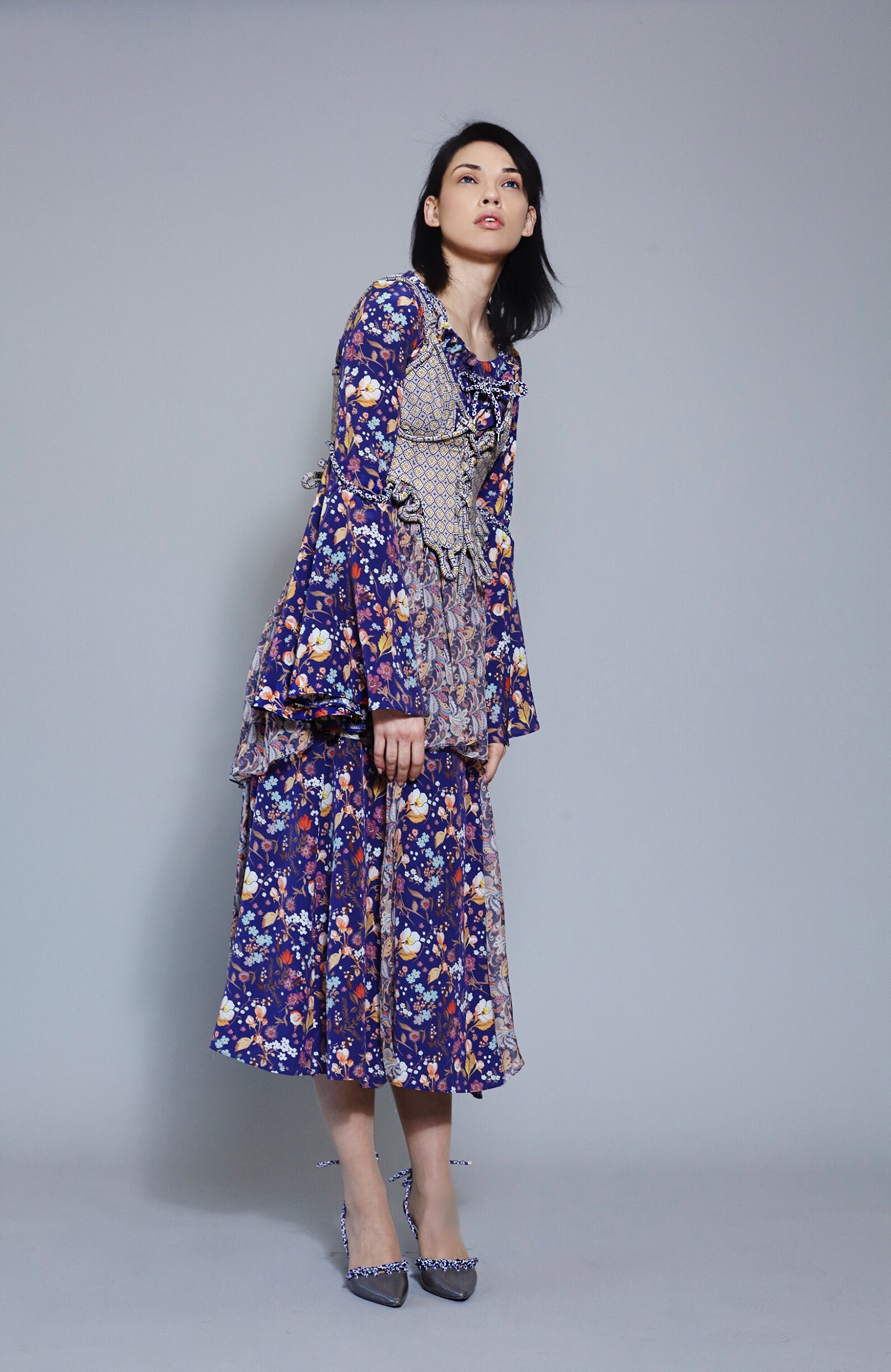 Liberty Crepe de Chine Panel Dress with Silk Chiffon, Sunray Godets . D.P.TANNER Liberty Crepe de Chine Panel Dress with Silk Chiffon, Sunray Godets . D.P.TANNER